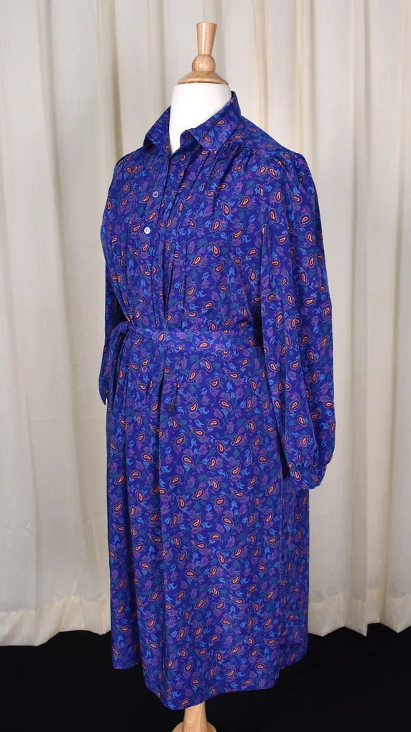 1950s Style Blue Paisley Dress